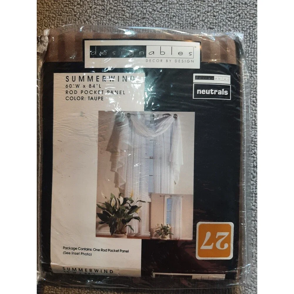 Designables Summerwind One Rod Pocket Panel Curtain Taupe 60